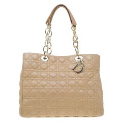 Dior Beige Cannage Quilted Soft Leather Large Shopping Tote