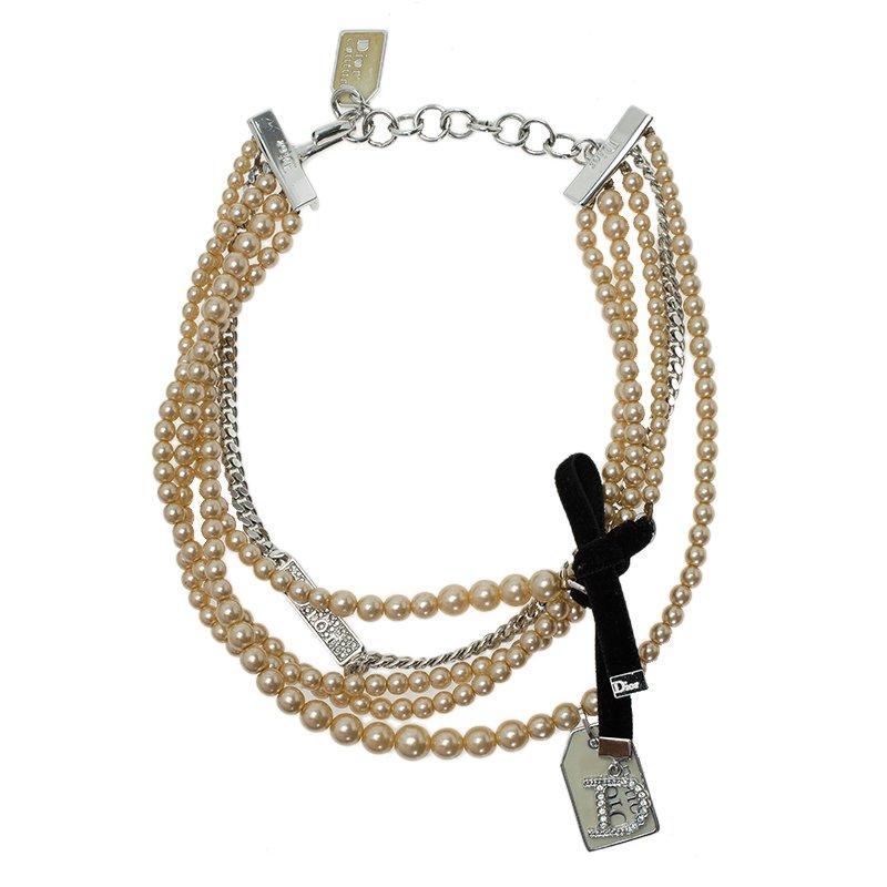 Dior Couture Faux Pearl Multistrand Choker Necklace