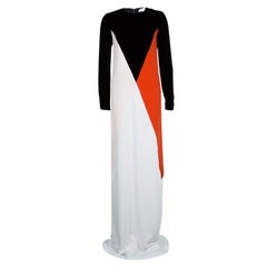 Stella McCartney Colorblock Velvet and Crepe Long Sleeve Maxi Dress S