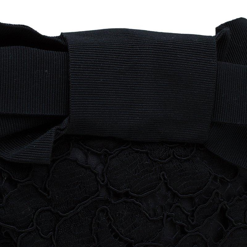 Dolce and Gabbana Black Lace Bow Evening Bag 1