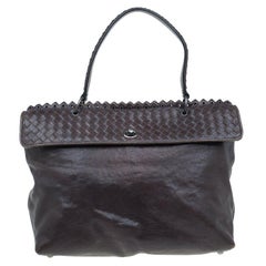 Bottega Veneta Dark Brown Woven Leather Tiina Bag