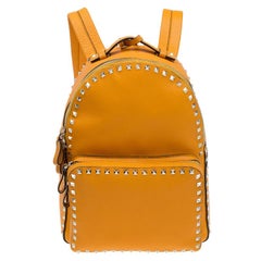 Valentino Yellow Leather Medium Rockstud Backpack