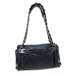 Chanel Black Leather CC Accordion Shoulder Bag