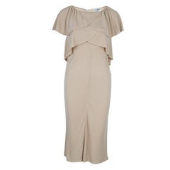 Chanel Beige Knit Petal Sleeve Ruffle Detail Dress S