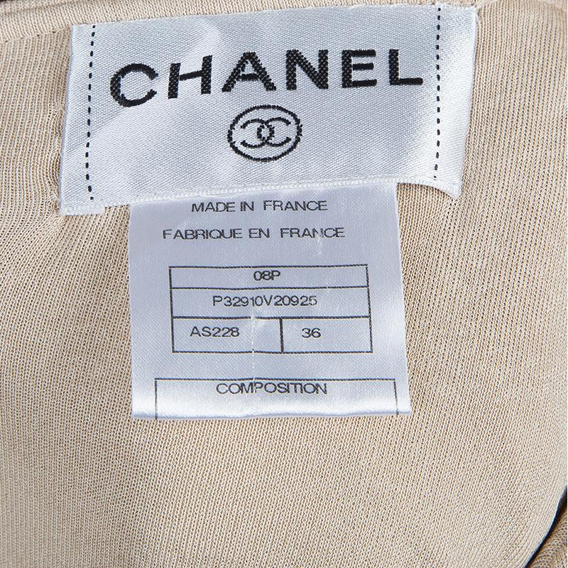 Chanel Beige Knit Petal Sleeve Ruffle Detail Dress S 3
