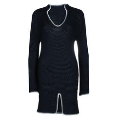 Chanel Black Chunky Loose Knit Long Sleeve Dress S