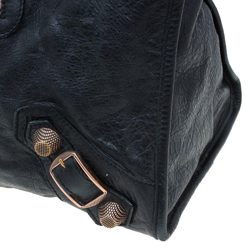 Balenciaga Black Lambskin Leather Giant 21 Rose Gold hardware Work Bag In Good Condition In Dubai, Al Qouz 2