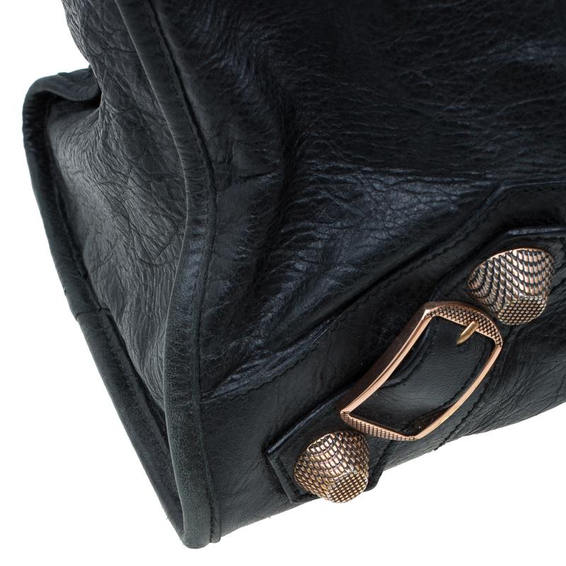 Women's Balenciaga Black Lambskin Leather Giant 21 Rose Gold hardware Work Bag