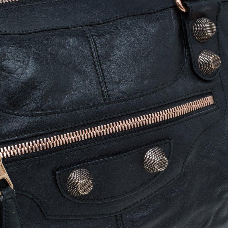 Balenciaga Black Lambskin Leather Giant 21 Rose Gold hardware Work Bag 1