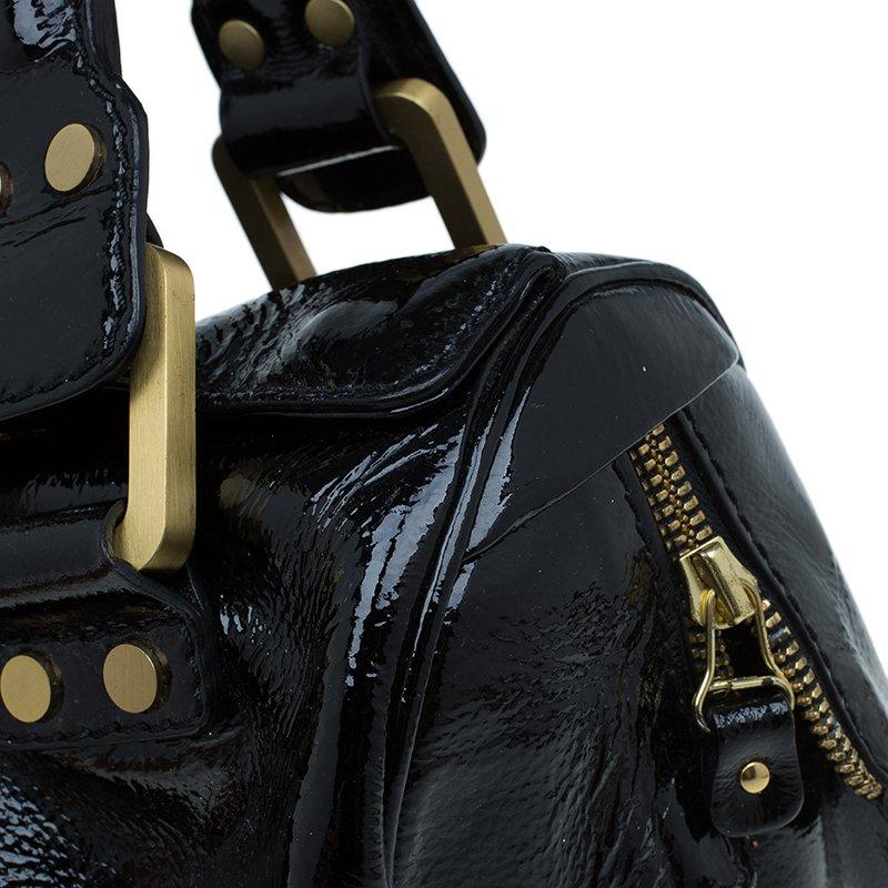 Jimmy Choo Black Patent Leather and Suede Marla Satchel 2