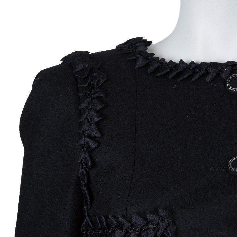 Chanel Black Geometric Applique Detail Overcoat S 2