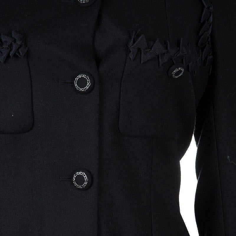 Chanel Black Geometric Applique Detail Overcoat S 1