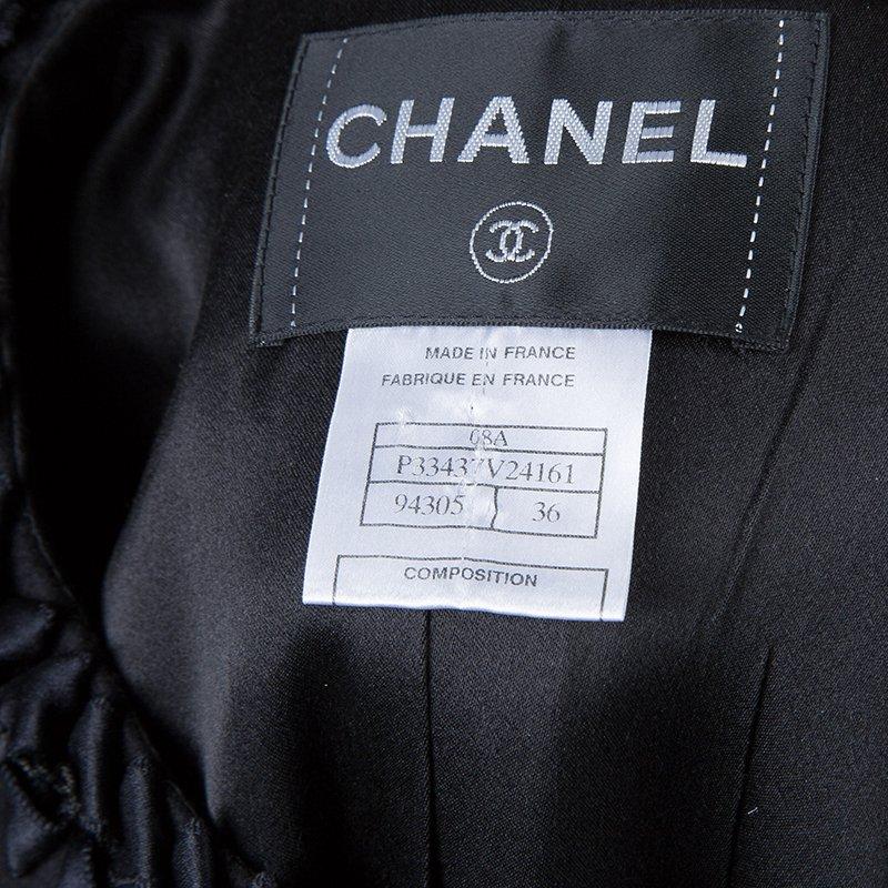 Chanel Black Geometric Applique Detail Overcoat S 7