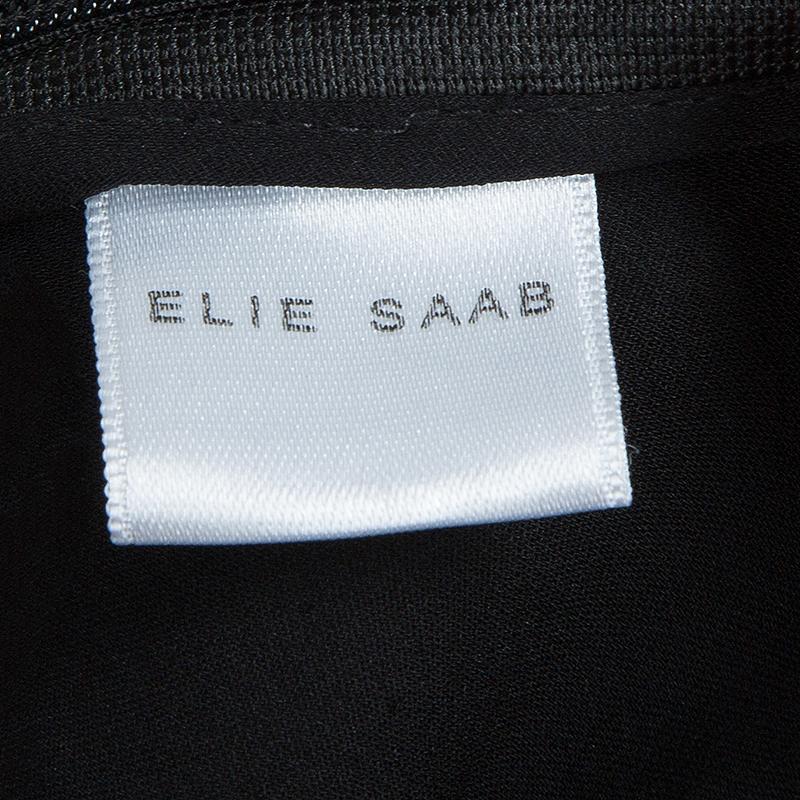 Elie Saab Black Mesh Overlay Sequin Embellished Top M 3