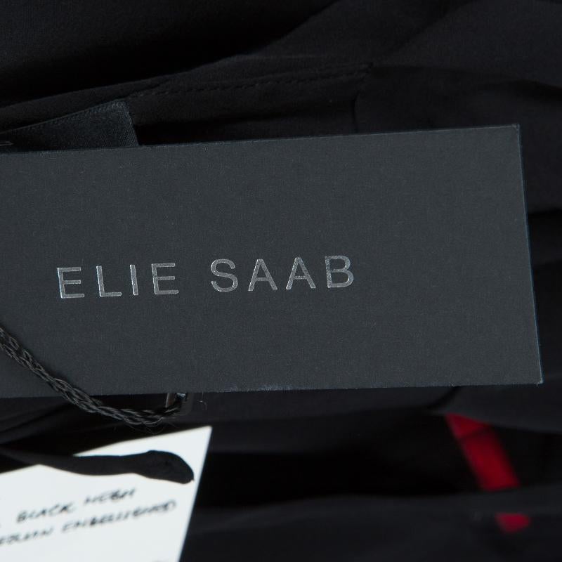 Elie Saab Black Mesh Overlay Sequin Embellished Top M 7