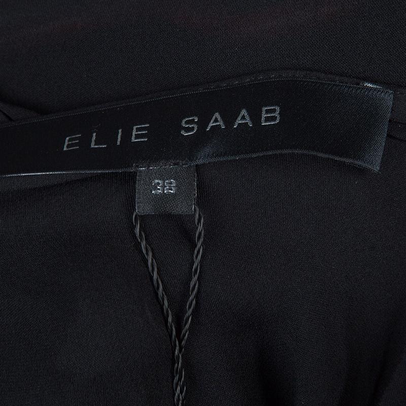 Elie Saab Black Mesh Overlay Sequin Embellished Top M 4