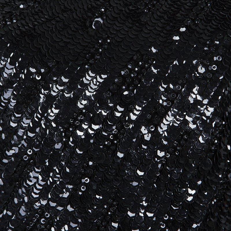 Elie Saab Black Sequin Embellished One Shoulder Top S 8