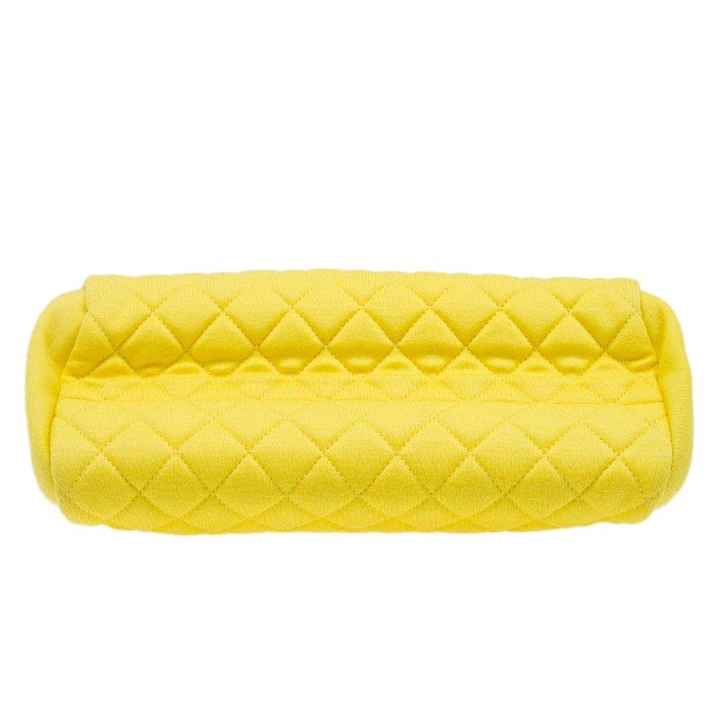Chanel Yellow Quilted Jersey Small Just Mademoiselle Bowling Bag 5