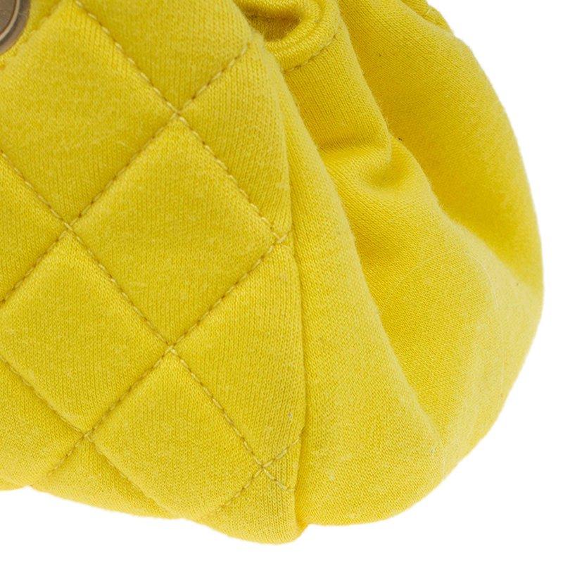 Chanel Yellow Quilted Jersey Small Just Mademoiselle Bowling Bag 1