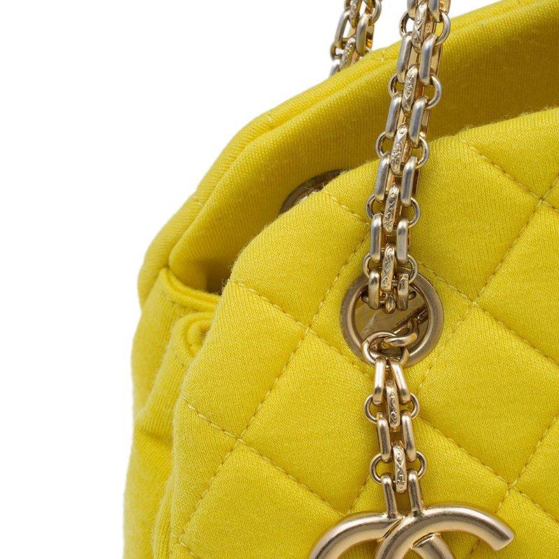 Chanel Yellow Quilted Jersey Small Just Mademoiselle Bowling Bag 2
