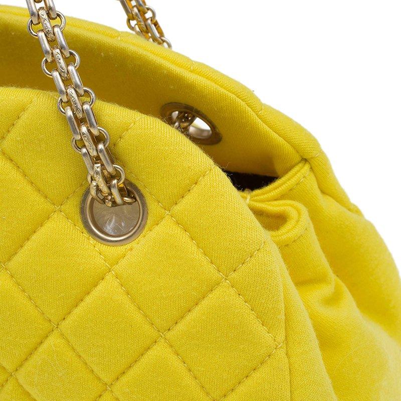Chanel Yellow Quilted Jersey Small Just Mademoiselle Bowling Bag 8