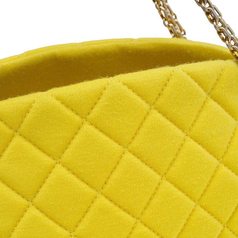 Chanel Yellow Quilted Jersey Small Just Mademoiselle Bowling Bag 10
