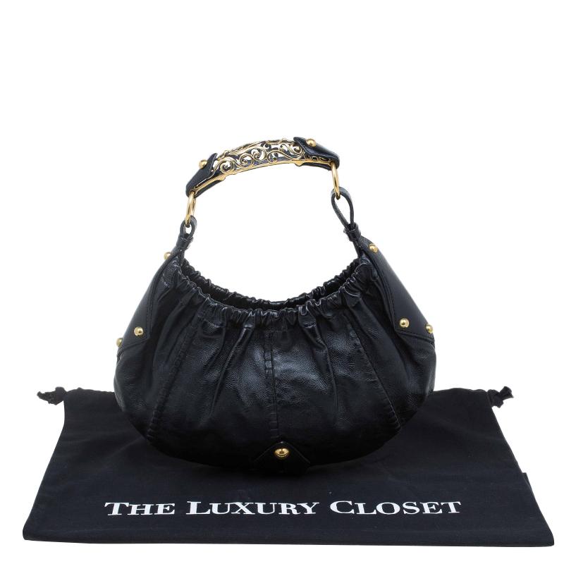 Women's Saint Laurent Paris Black Leather Vincennes Mombasa Hobo