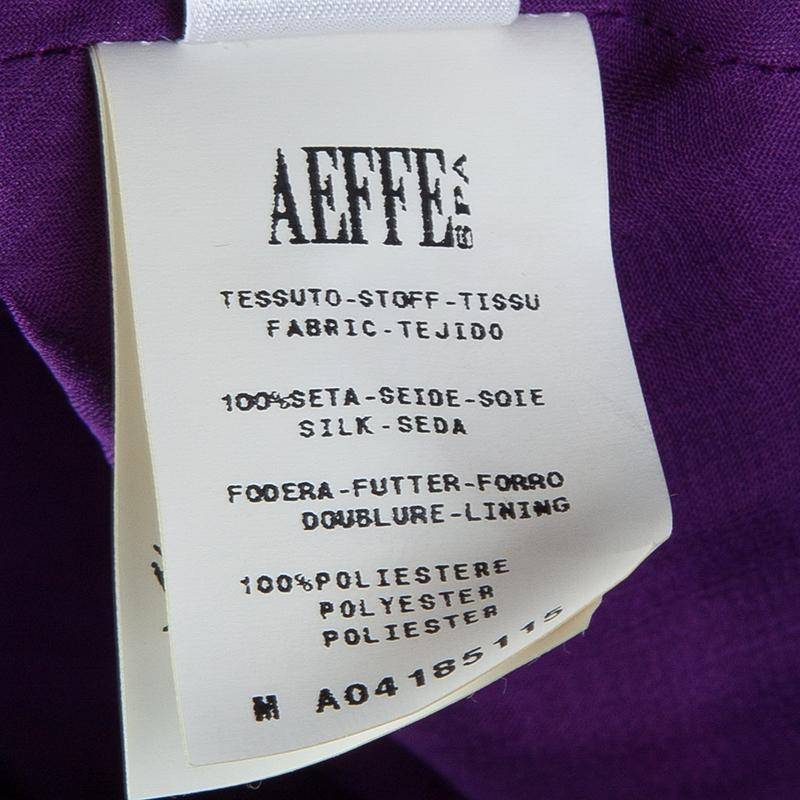 Women's Alberta Feretti Purple Pleated Silk Sleeveless Gown M