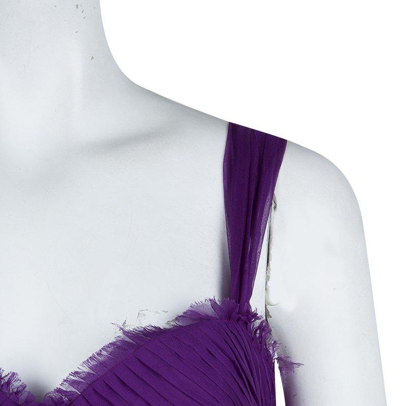 Alberta Feretti Purple Pleated Silk Sleeveless Gown M 7