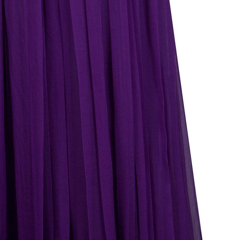 Alberta Feretti Purple Pleated Silk Sleeveless Gown M 6