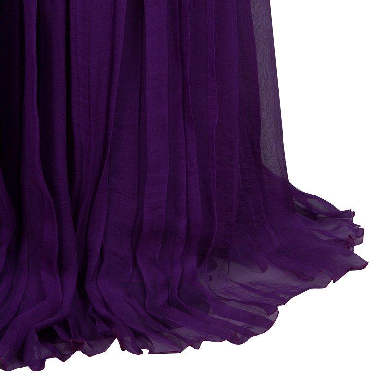 Alberta Feretti Purple Pleated Silk Sleeveless Gown M 8