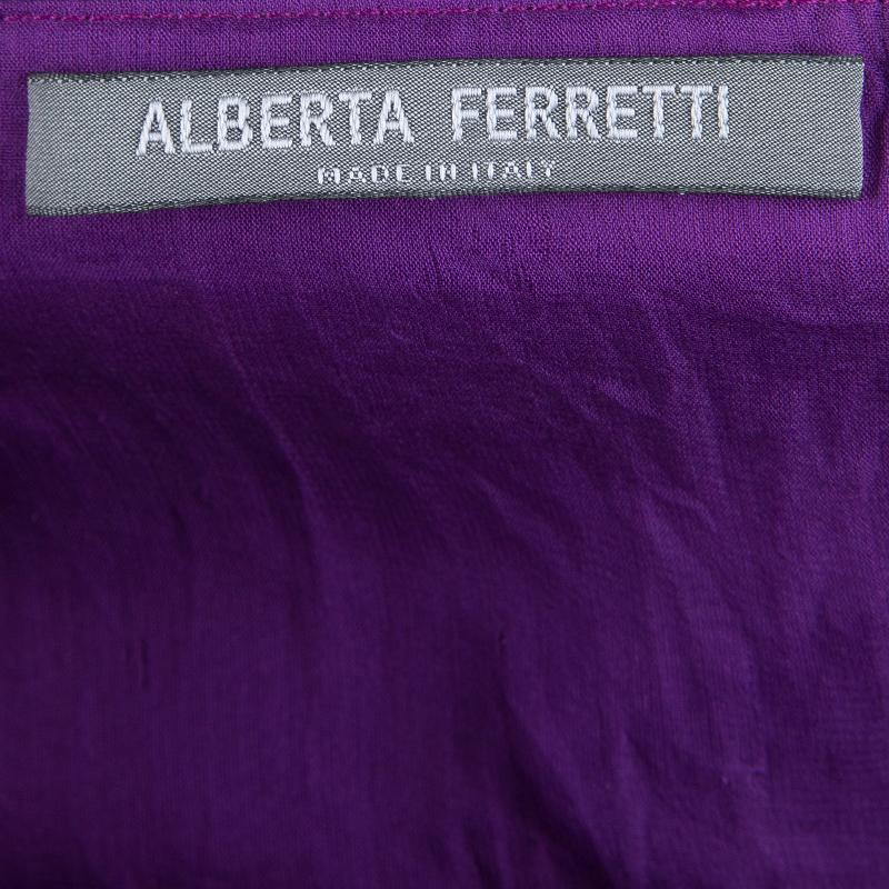 Alberta Feretti Purple Pleated Silk Sleeveless Gown M 1