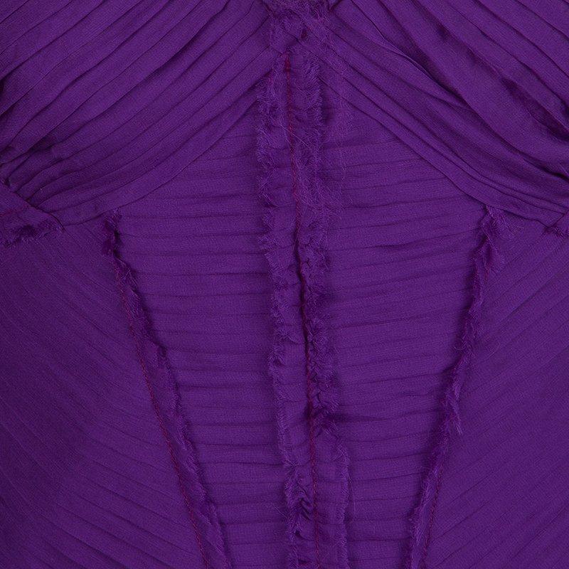 Alberta Feretti Purple Pleated Silk Sleeveless Gown M 4
