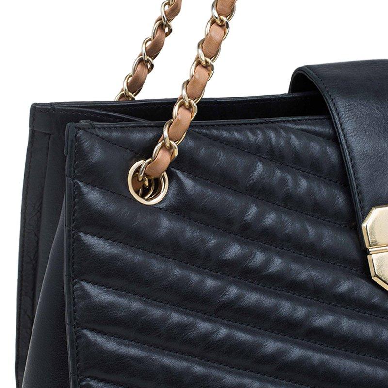 Chanel Black Chevron Quilted Leather Gabrielle Chain Shopping Tote 6