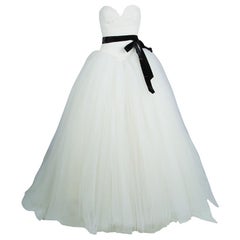 Used Vera Wang Strapless Lace Tulle Wedding Dress S