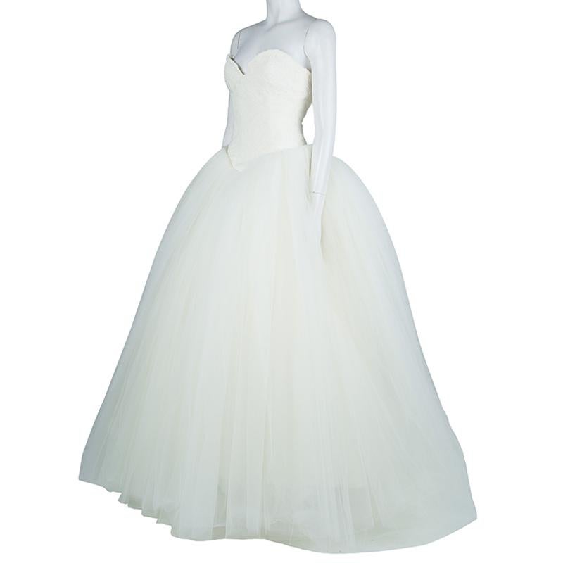 Vera Wang Strapless Lace Tulle Wedding Dress S 8