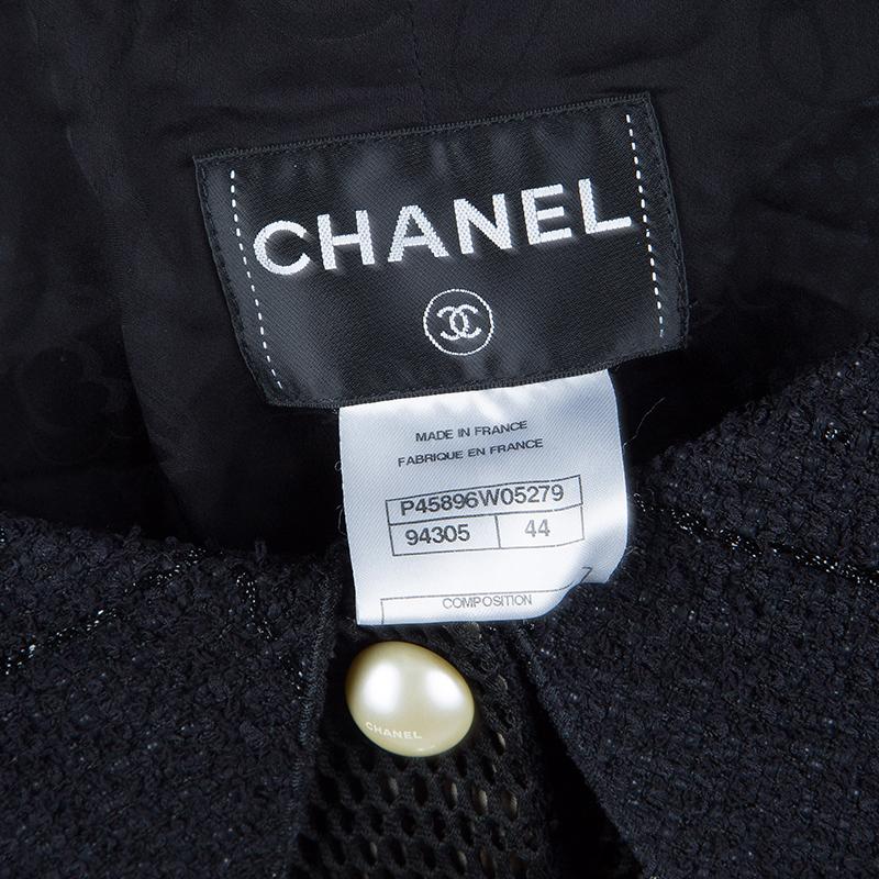 Chanel Black Textured Pearl Button Jacket L 6