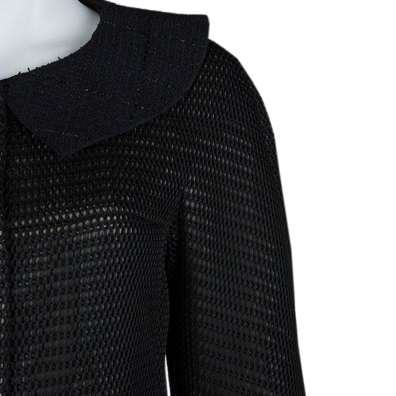 Chanel Black Textured Pearl Button Jacket L 2