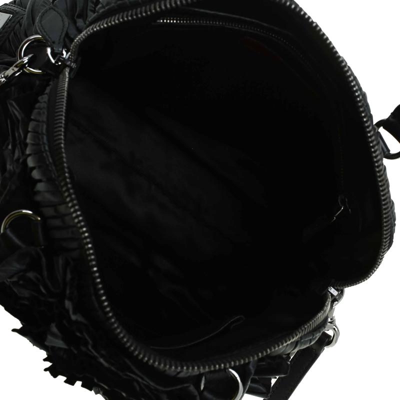 Women's Valentino Black Leather Petale Rose Dome Bag