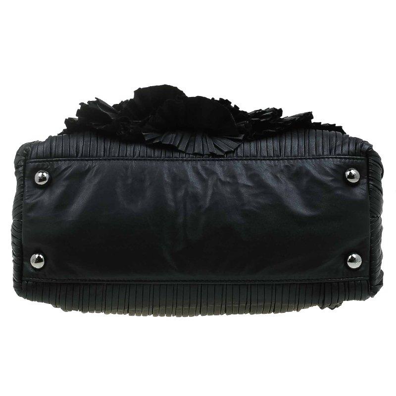 Valentino Black Leather Petale Rose Dome Bag 11