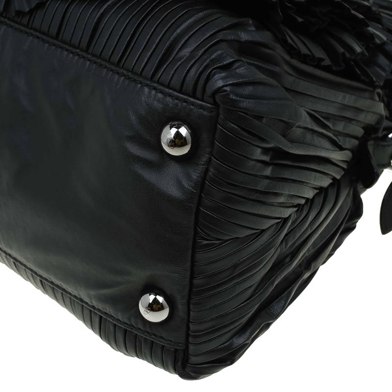 Valentino Black Leather Petale Rose Dome Bag 3