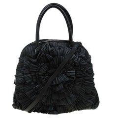 Valentino Black Leather Petale Rose Dome Bag