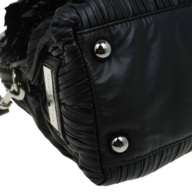 Valentino Black Leather Petale Rose Dome Bag 9