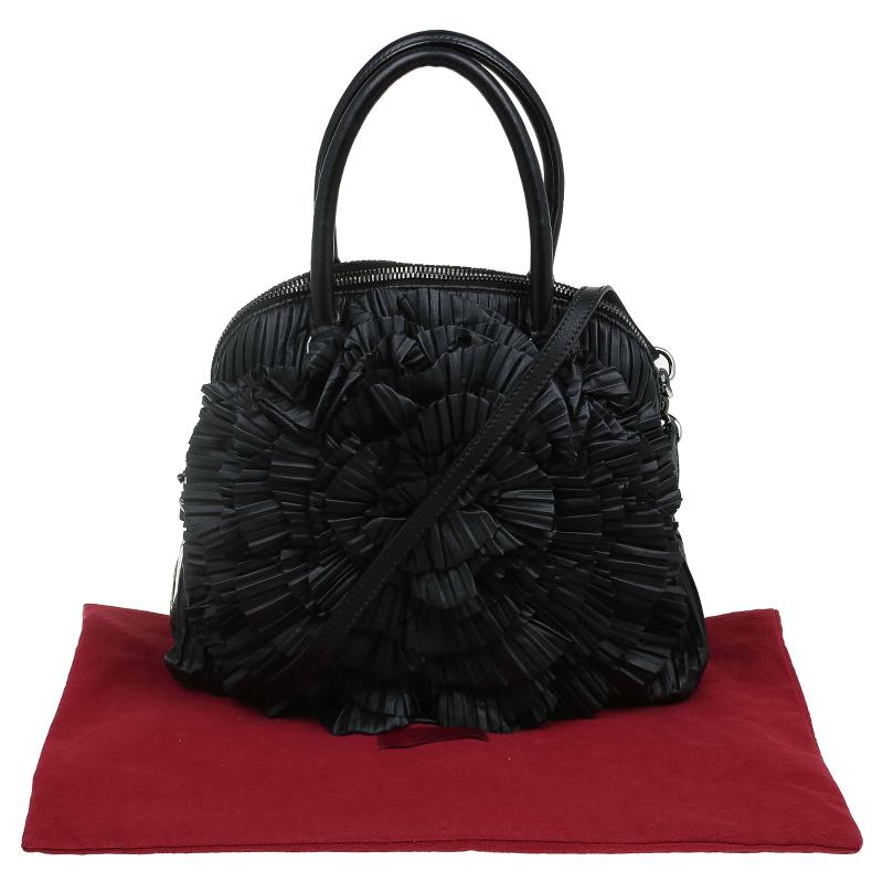 Valentino Black Leather Petale Rose Dome Bag 6