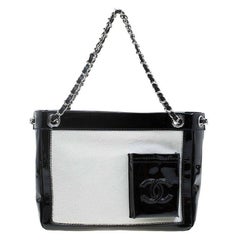 Chanel Black/White Pony Hair Patent Leather Runway Tote