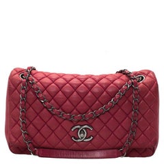 Chanel Red Quilted Iridescent Leather Large New Bubble Flap Bag