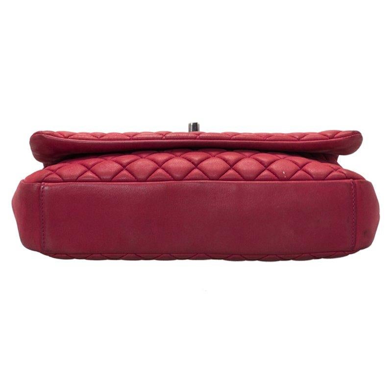 Chanel Red Quilted Iridescent Leather Large New Bubble Flap Bag 2