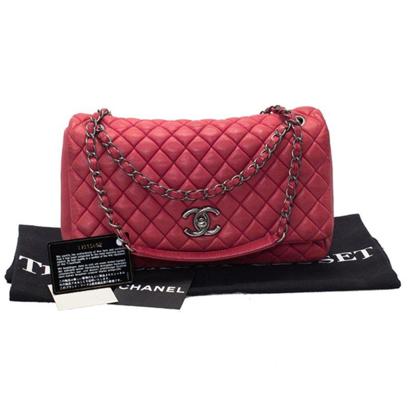 Chanel Red Quilted Iridescent Leather Large New Bubble Flap Bag 1