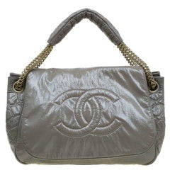Chanel Olive Green Patent Leather Rock and Chain Accordion Flap Bag