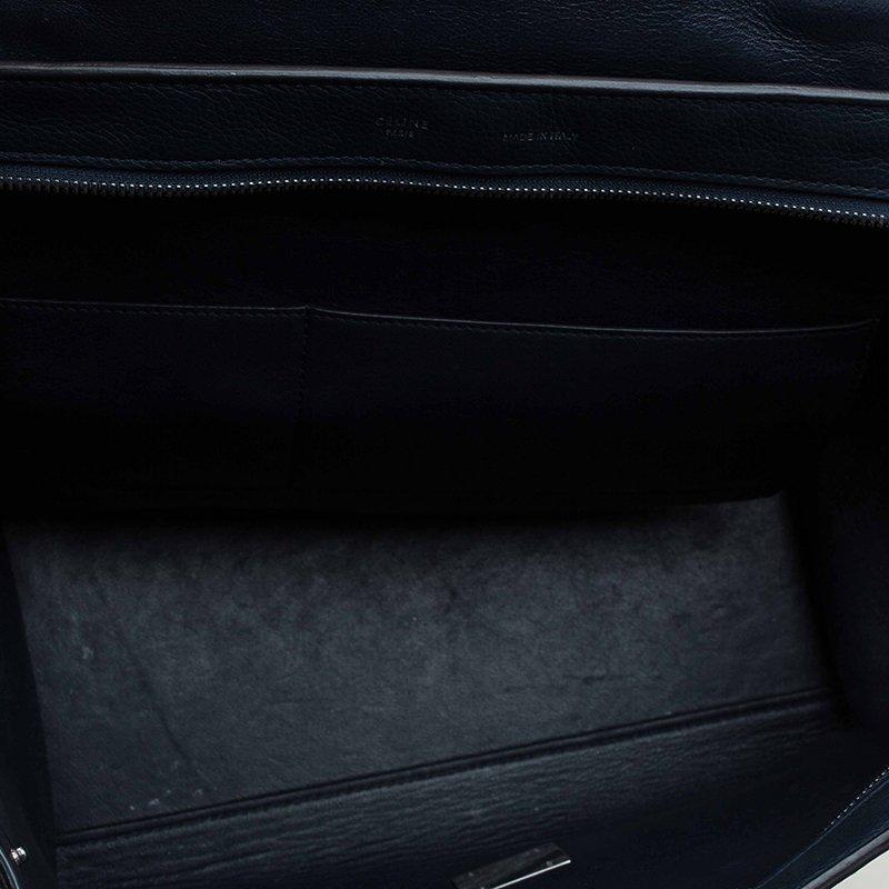 Celine Navy Blue Leather and Suede Medium Trapeze Bag In Good Condition In Dubai, Al Qouz 2